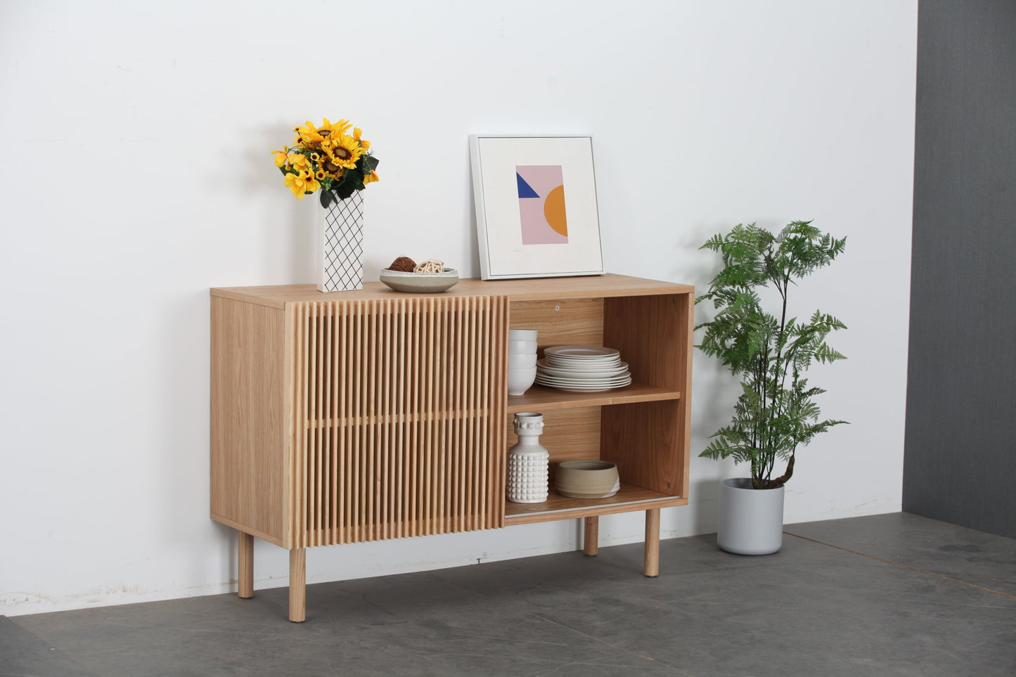 Charming Sideboard with Four Cabinets and TV Stand Storage