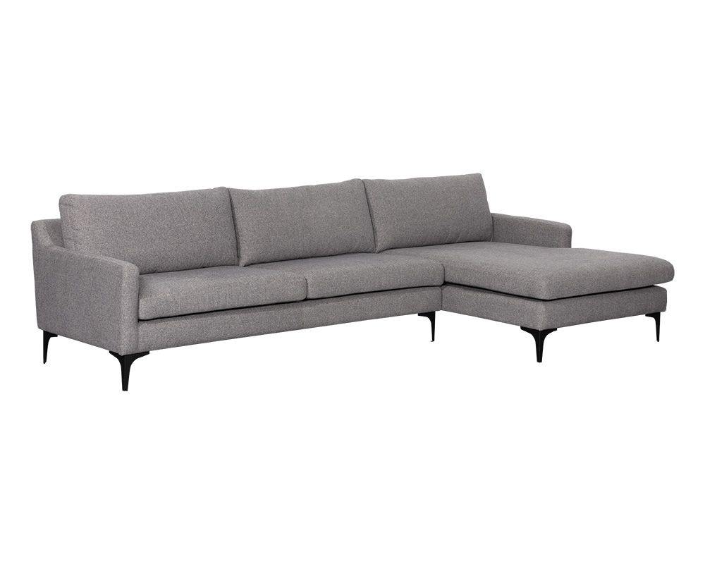 Andie Sofa Chaise in Dark Grey