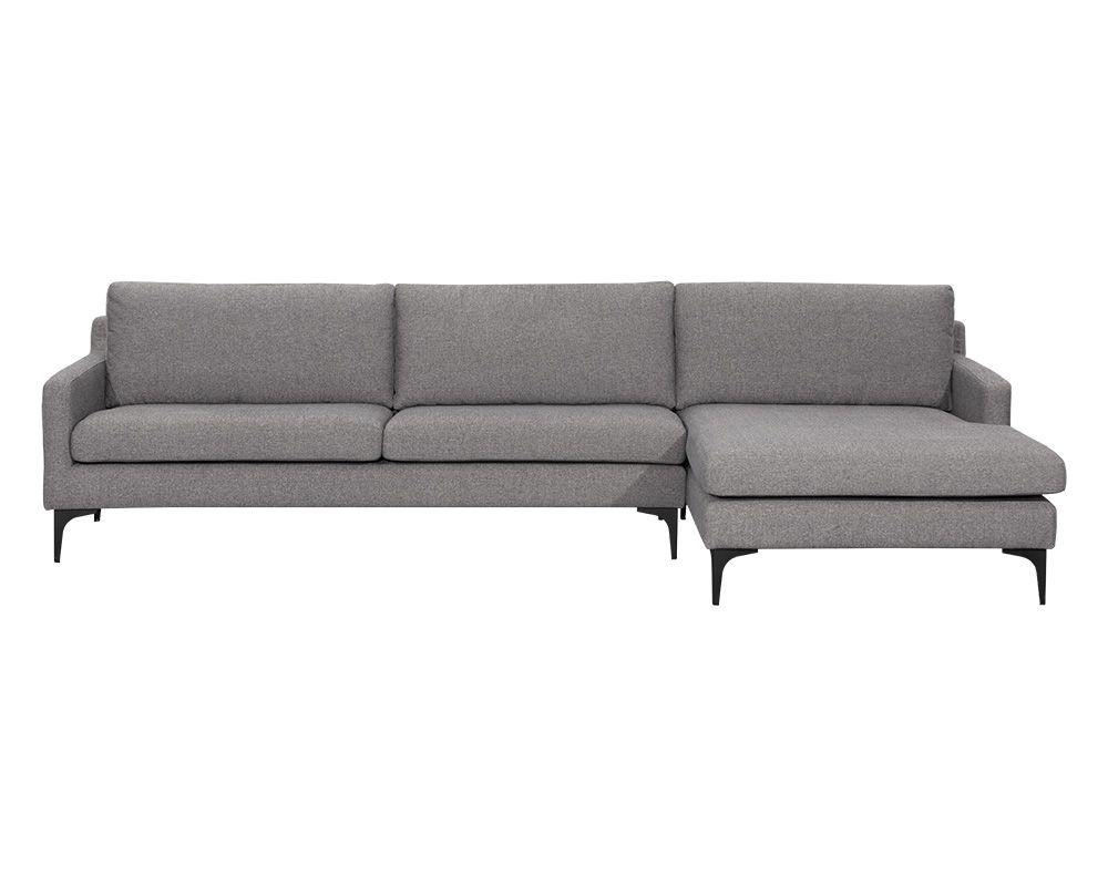 Andie Sofa Chaise in Dark Grey