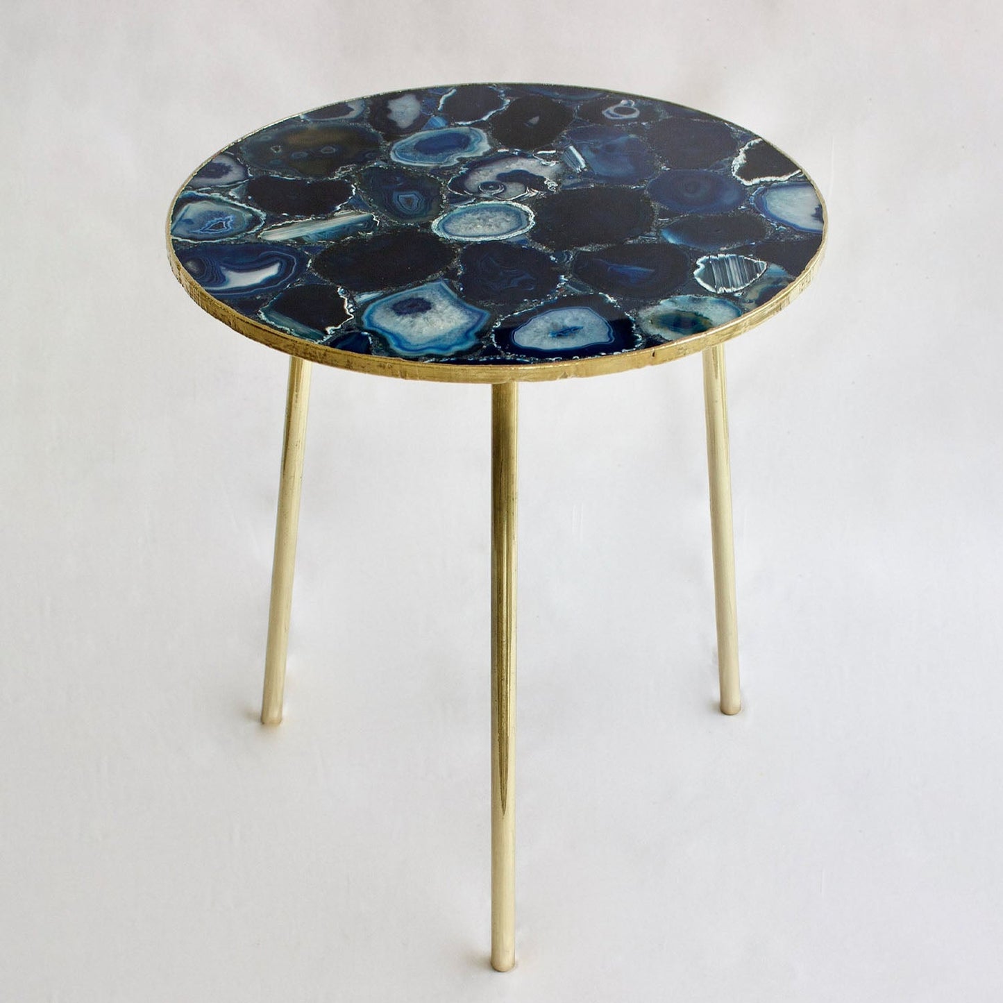 Blue Agate Round Coffee Side Table with Custom Options