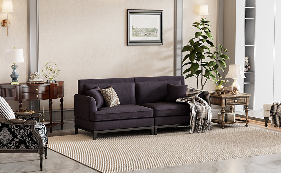 Upholstered Country Style Sofa with Wooden Legs