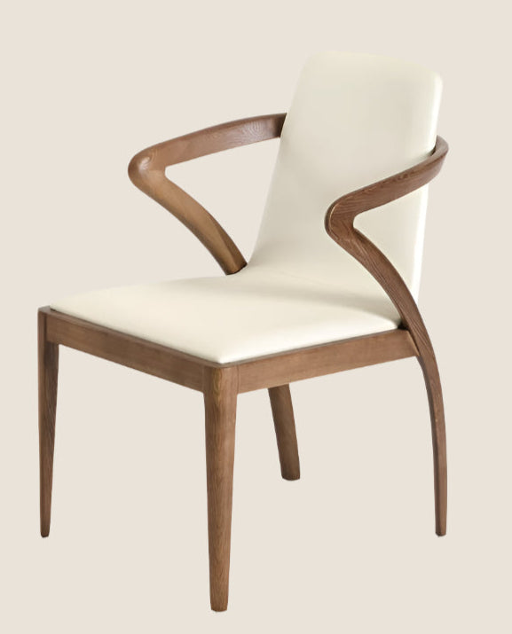 Comfortable Walnut and Cream Dining Chair Set