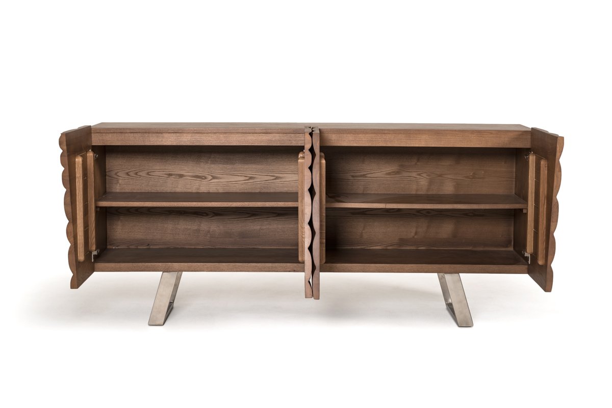 Walnut Wood Veneer and Steel Buffet Storage Solution for You