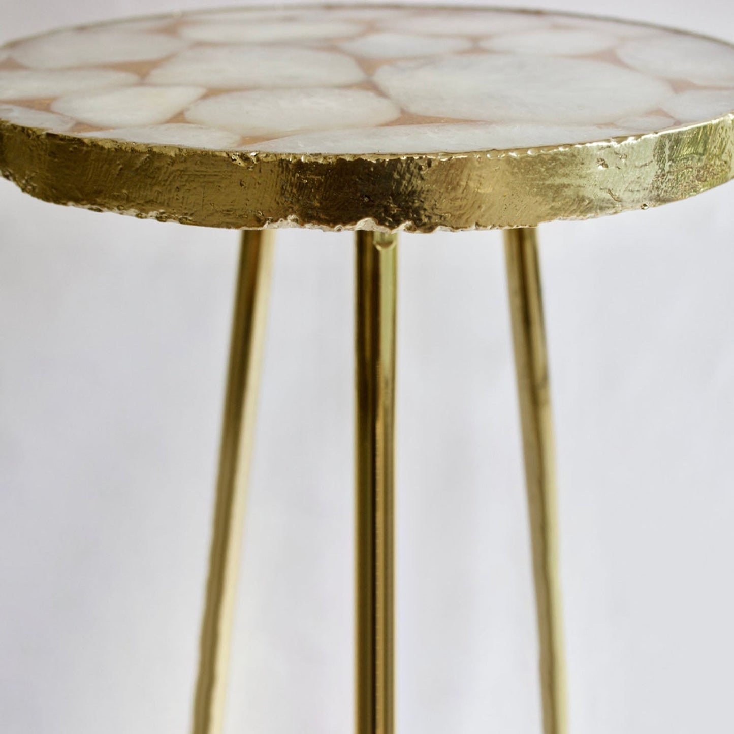 Gold Sparkle Infused White Agate Round Coffee Table Delight