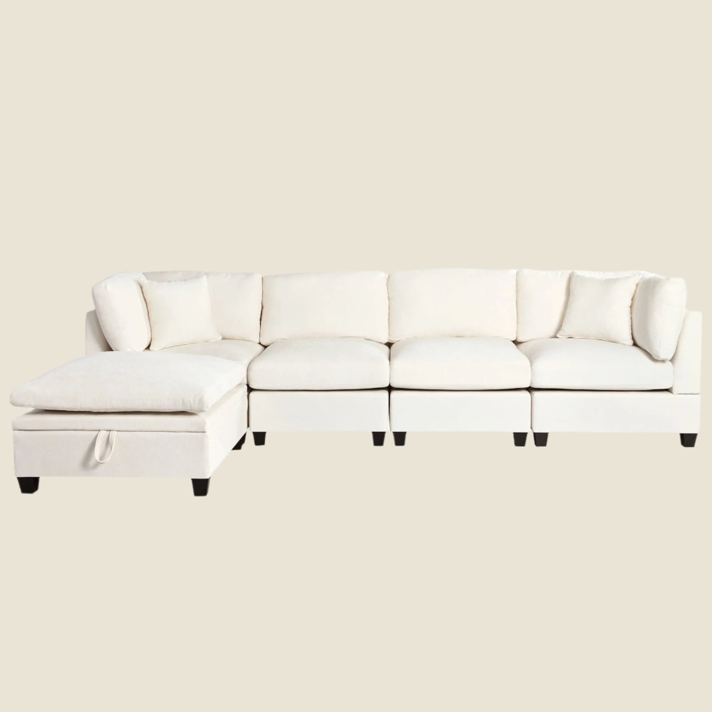 Sofa with Storage Ottoman and Hidden Cup Holders