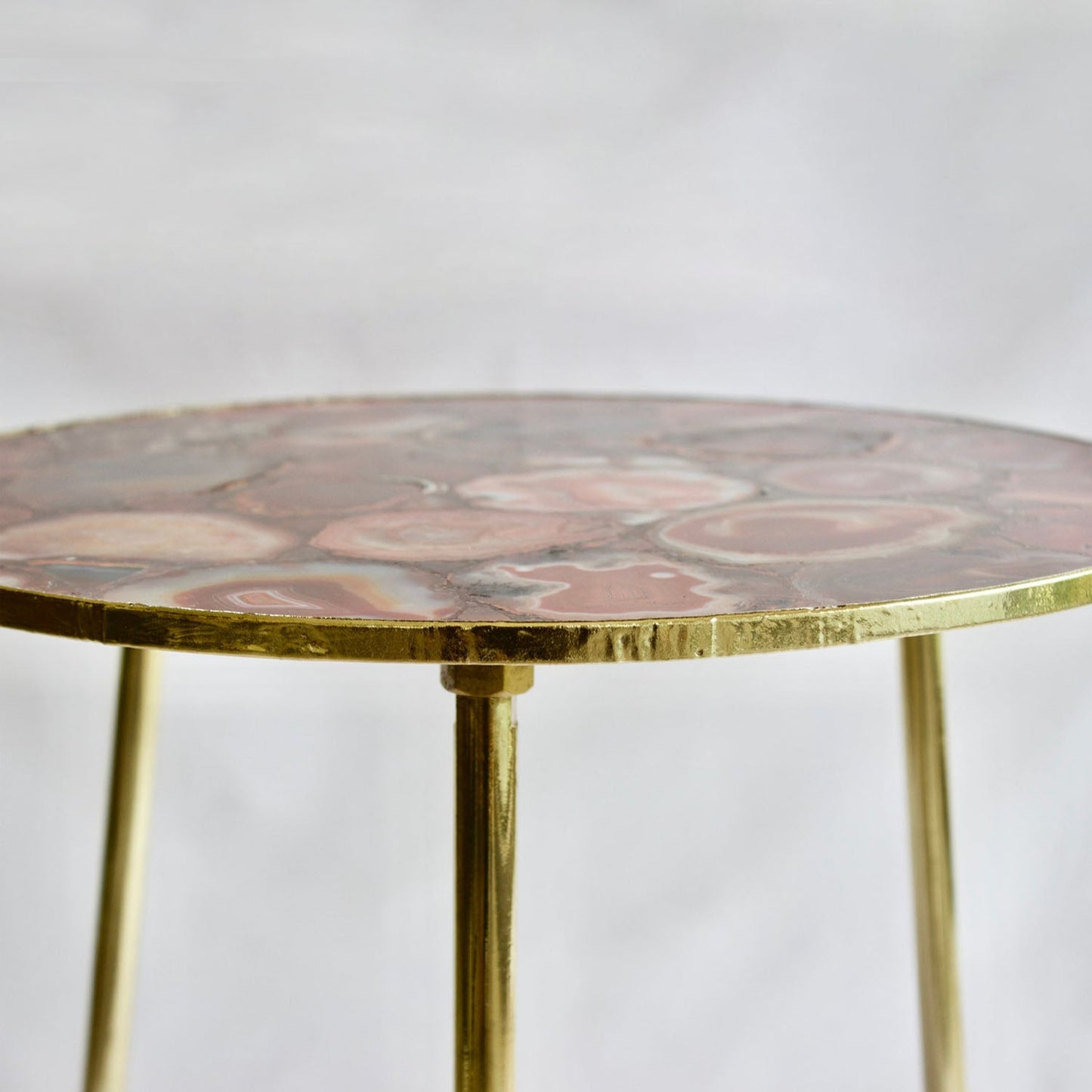 Maroon Red Agate Round Coffee Side Table with Custom Options