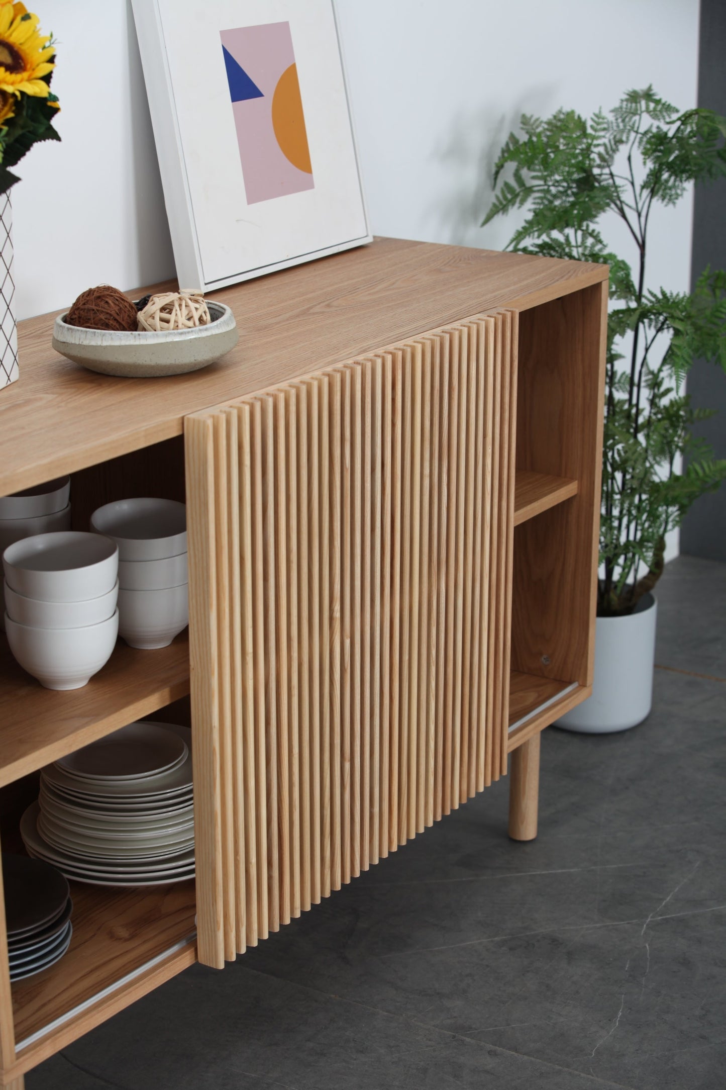 Charming Sideboard with Four Cabinets and TV Stand Storage