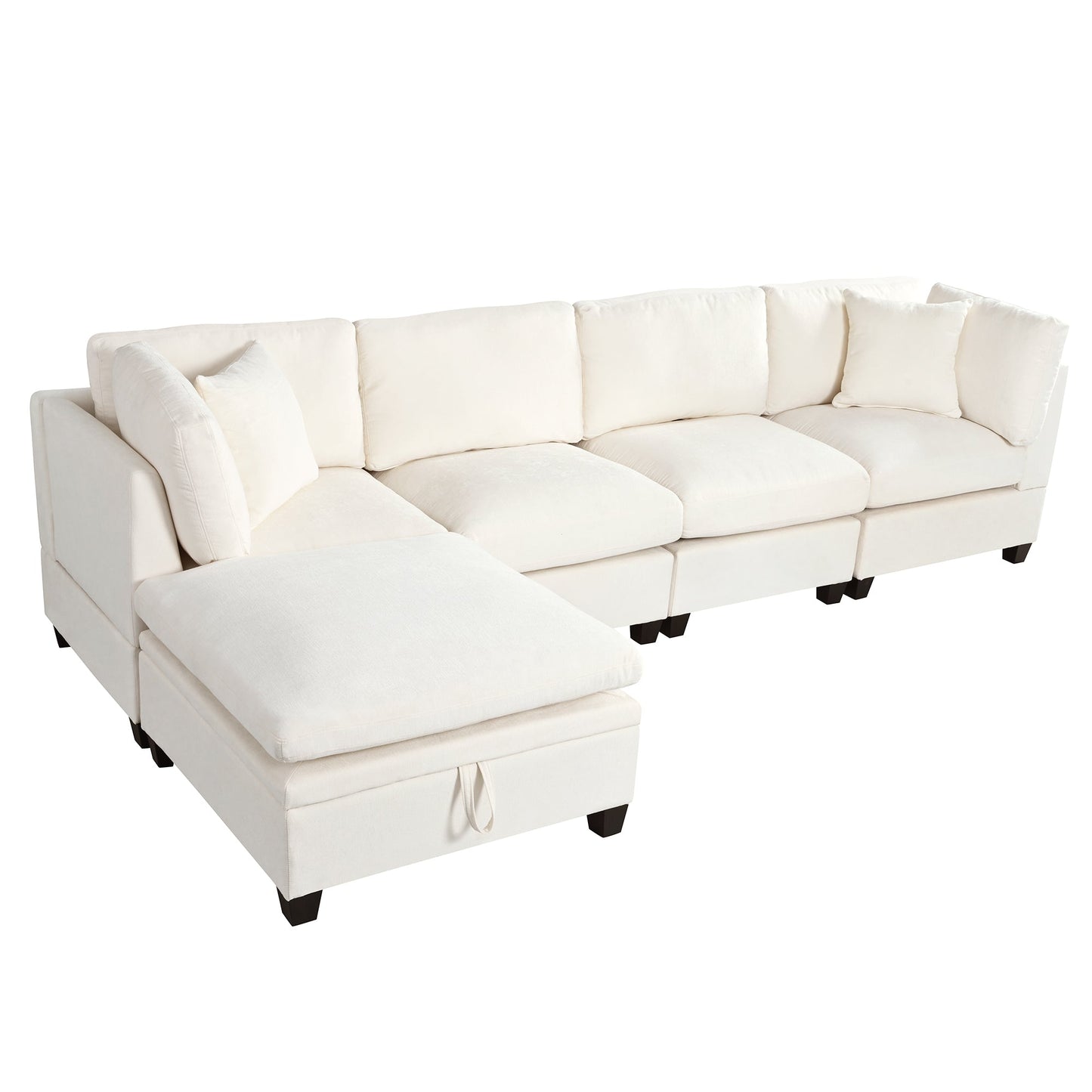 Sofa with Storage Ottoman and Hidden Cup Holders