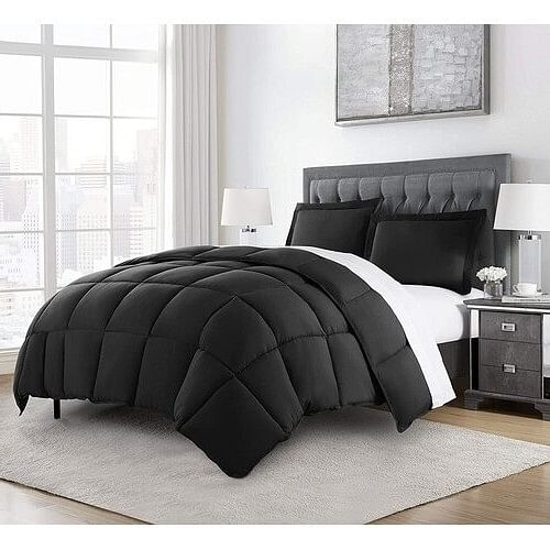 Cozy Black Reversible King Size Comforter Set