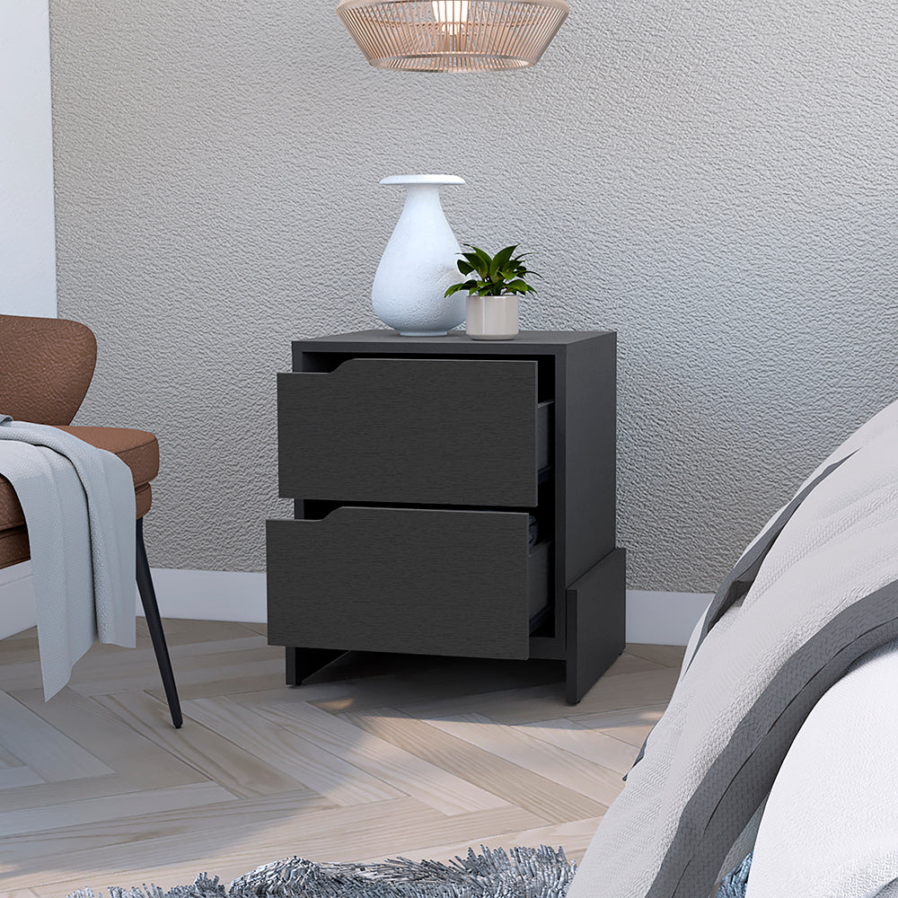 Nightstand Brookland with Double Drawers and Sturdy Base