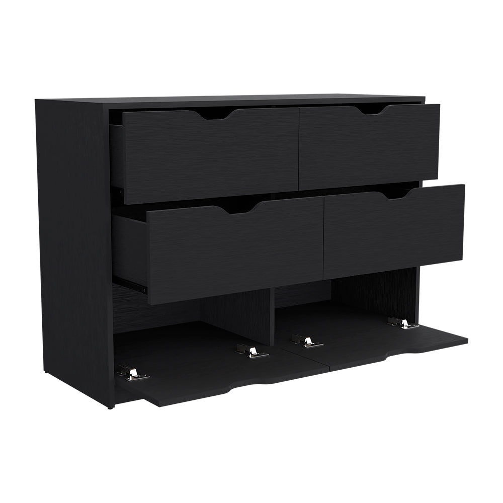 Bennett Bedroom Set with Nightstand and Dresser in Black