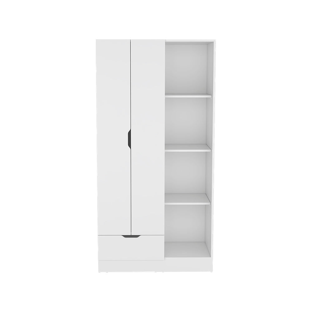 White Dover Armoire with Double Doors and Shelves for Storage