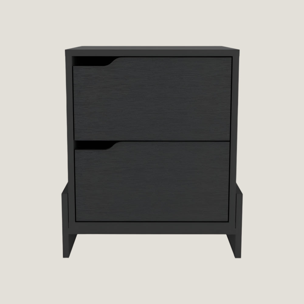 Nightstand Brookland with Double Drawers and Sturdy Base