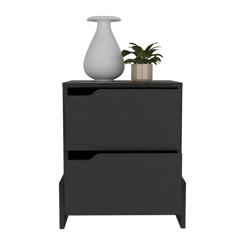 Nightstand Brookland with Double Drawers and Sturdy Base