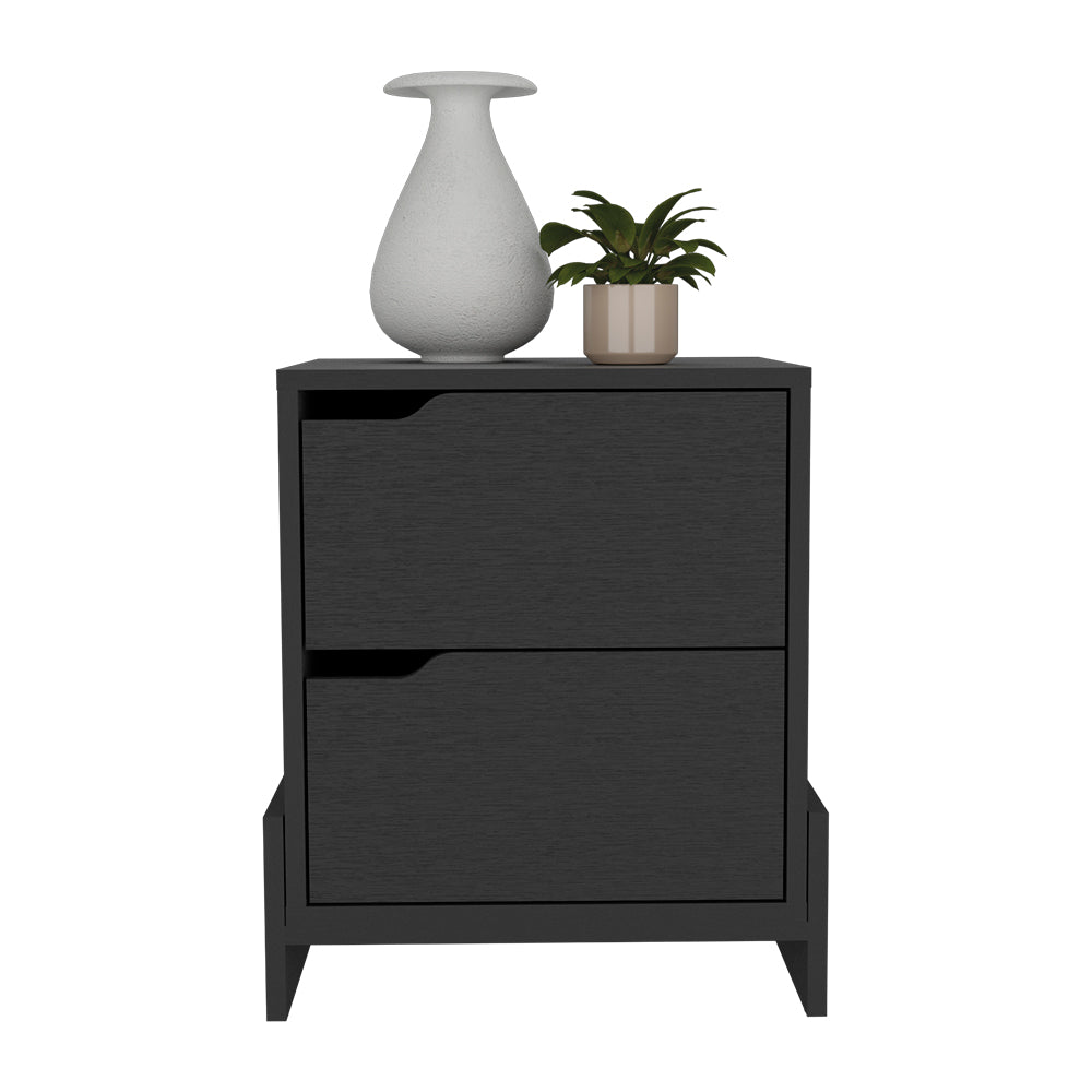 Nightstand Brookland with Double Drawers and Sturdy Base