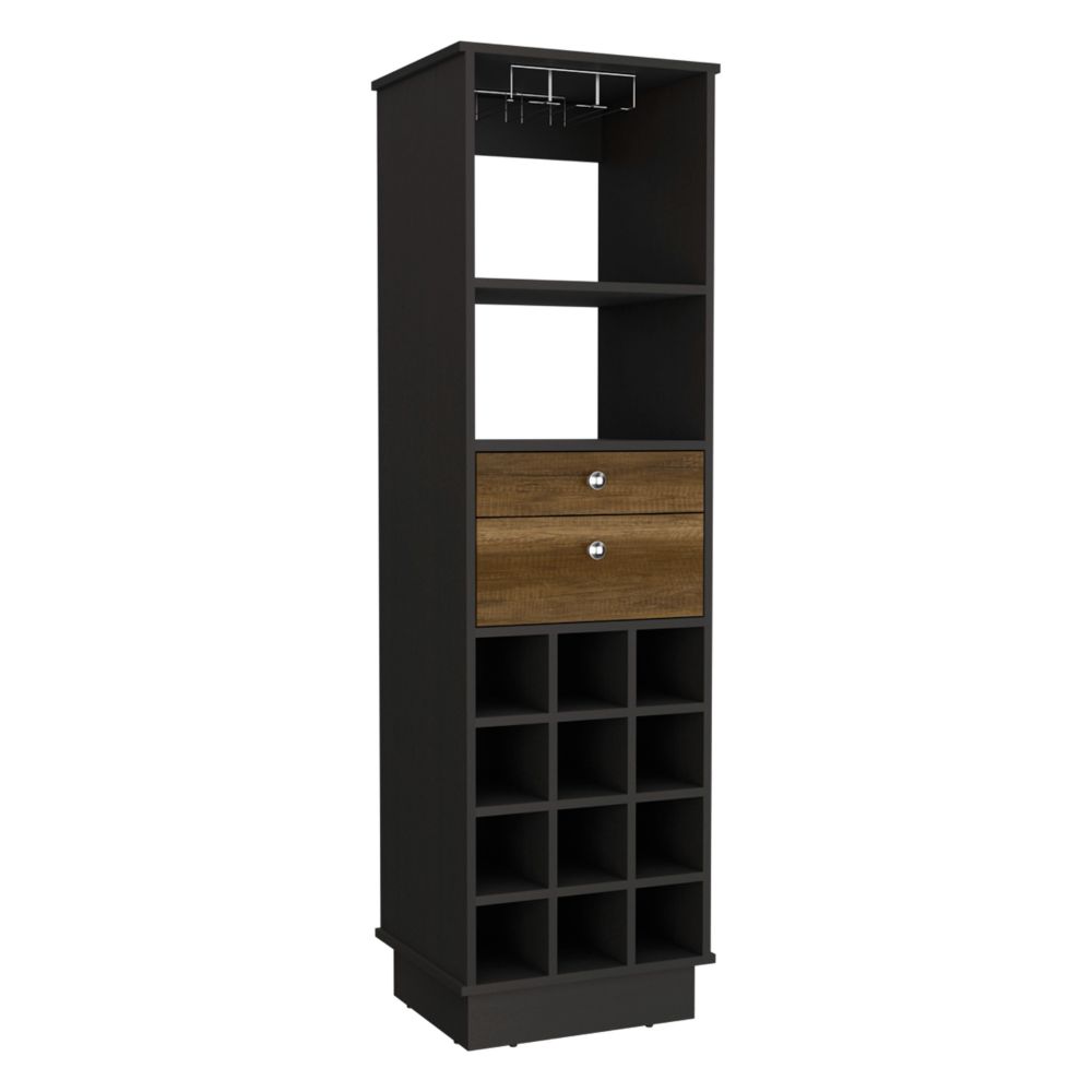 Bar Cabinet Bureck with Two Drawers and Twelve Cubbies in Black Wengue