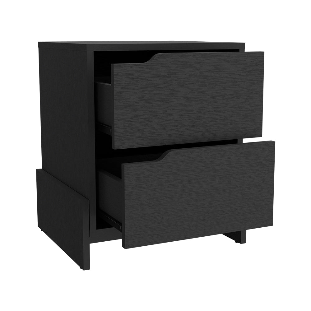 Nightstand Brookland with Double Drawers and Sturdy Base