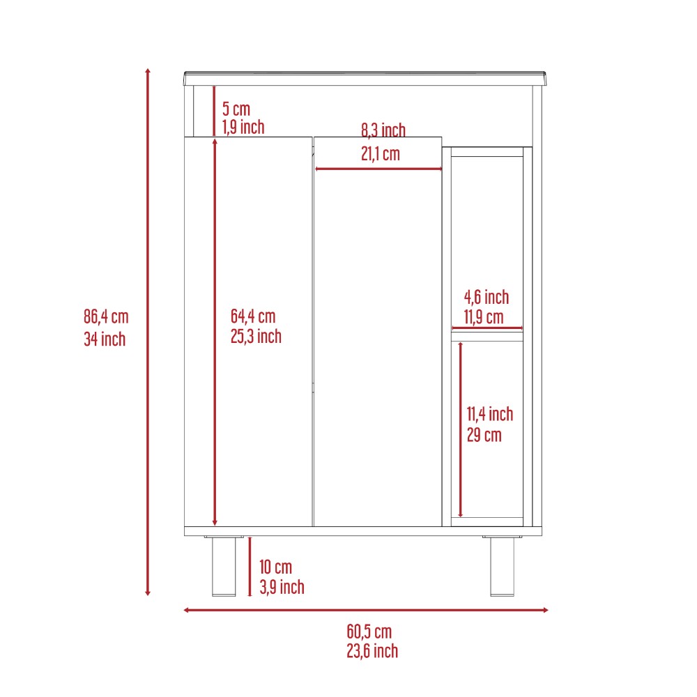 Vanity Akron Double Door Cabinet with White Finish Storage Solutions