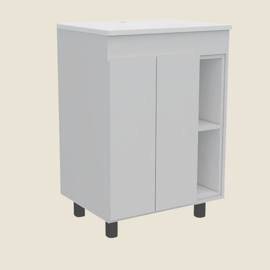 Vanity Akron Double Door Cabinet with White Finish Storage Solutions