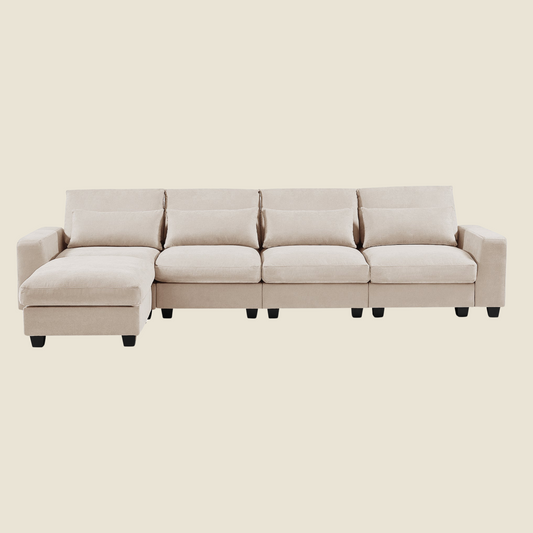 L-Shape Feather Filled Convertible Sofa