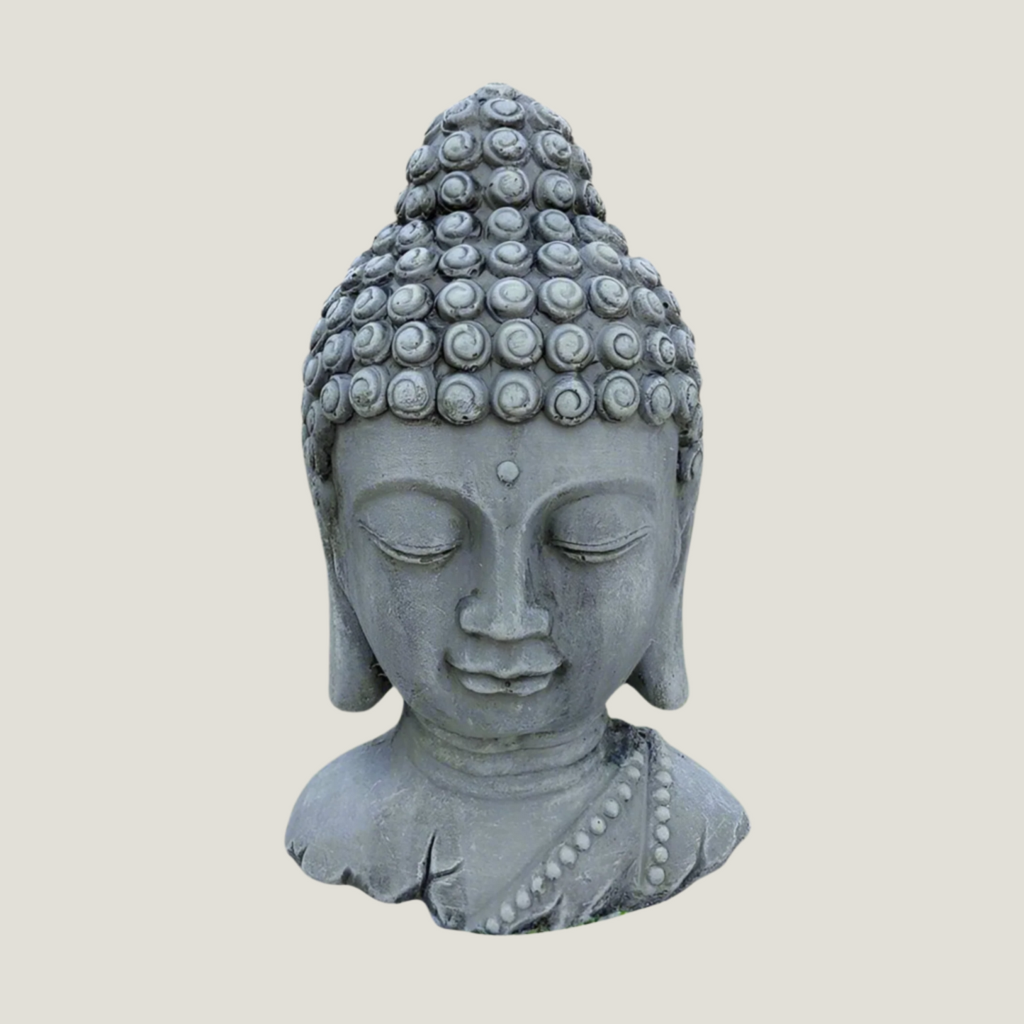 Serene Buddha Head Cement Statue for Peaceful Spaces