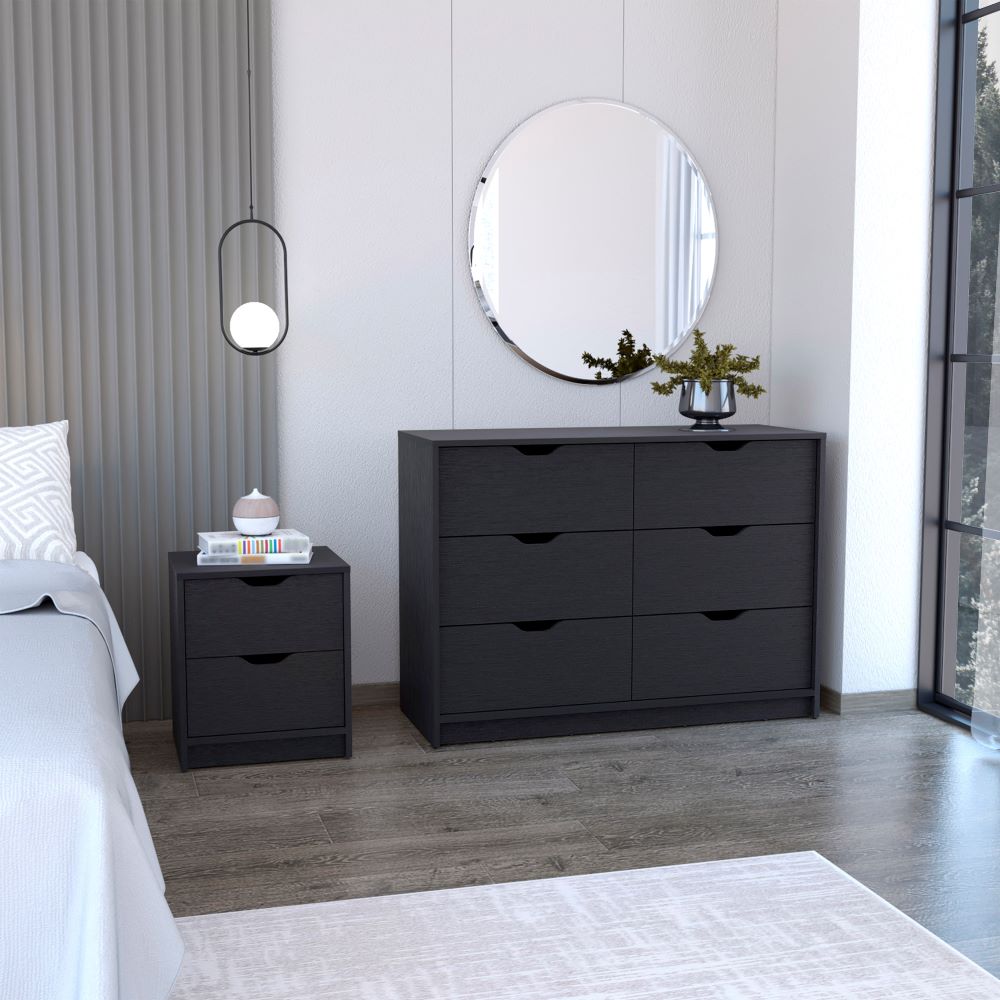 Bennett Bedroom Set with Nightstand and Dresser in Black