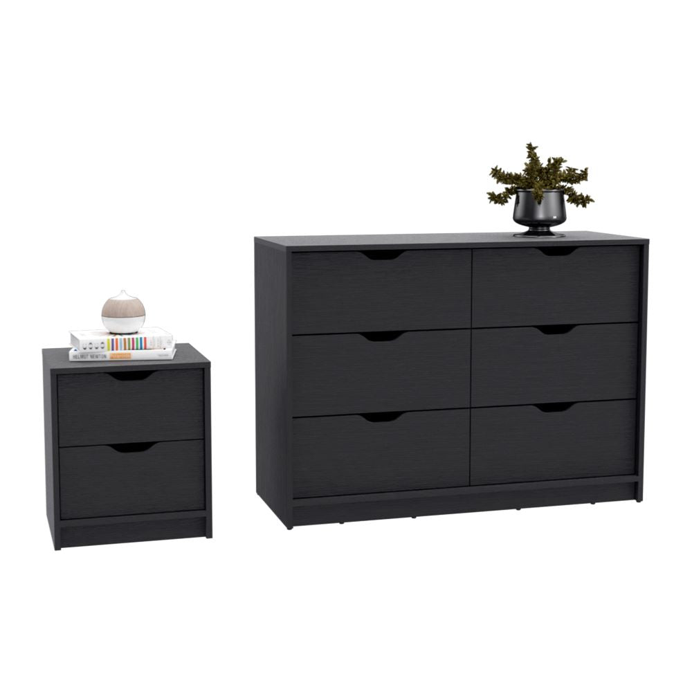 Bennett Bedroom Set with Nightstand and Dresser in Black