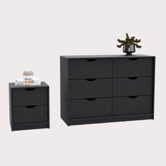 Bennett Bedroom Set with Nightstand and Dresser in Black