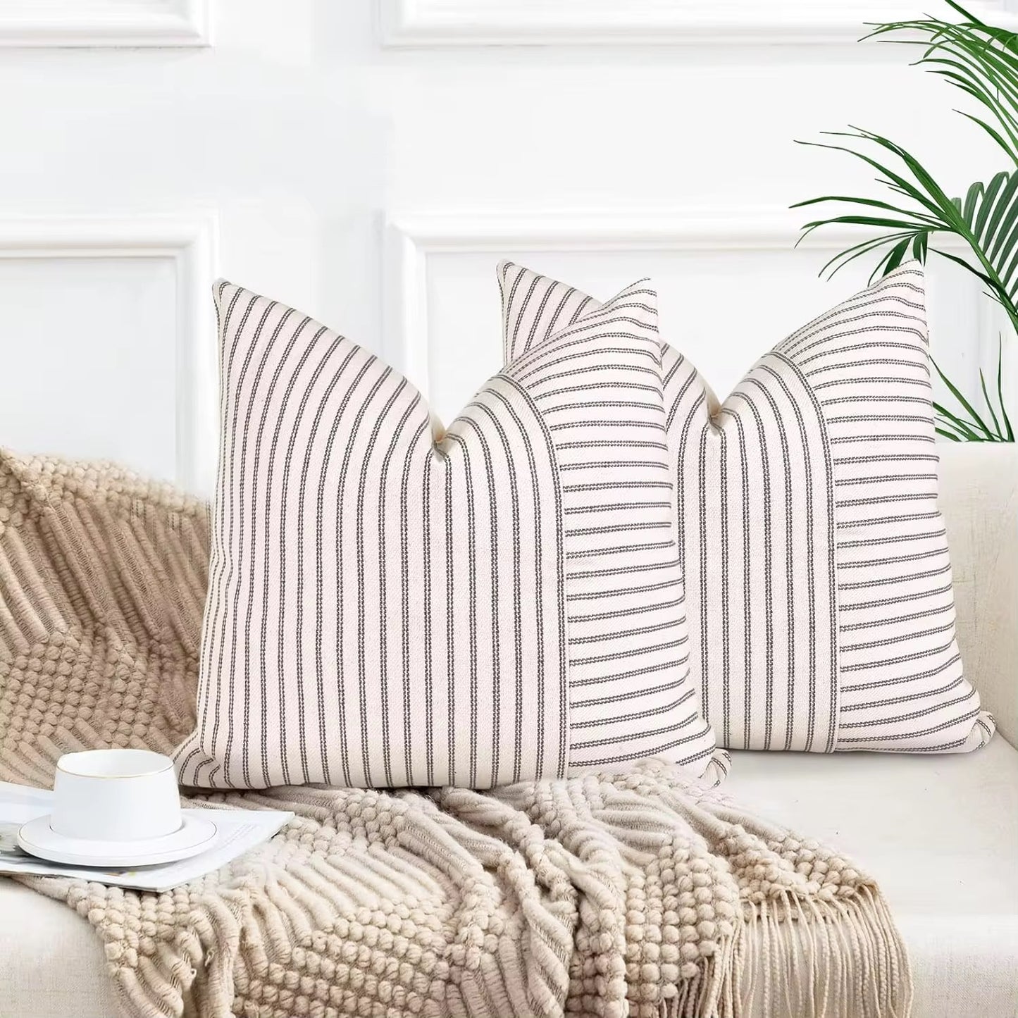 Chic Pinstripe Throw Pillow Cover