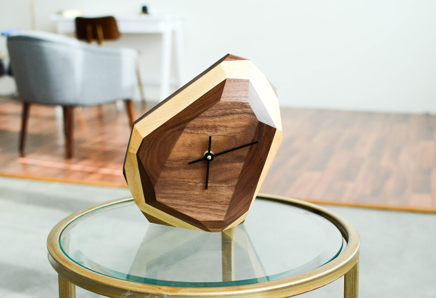 Geometric Wall & Table Clock: Artful Timepiece Design