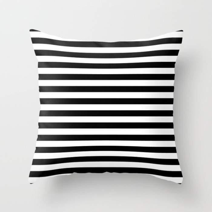 Black White Stripes Monochrome Pattern Pillow Cover